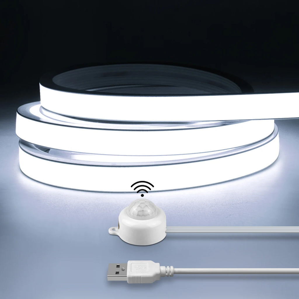 Striscia LED Neon COB con Sensore di Movimento, 320 LED/m, 5V USB, Impermeabile