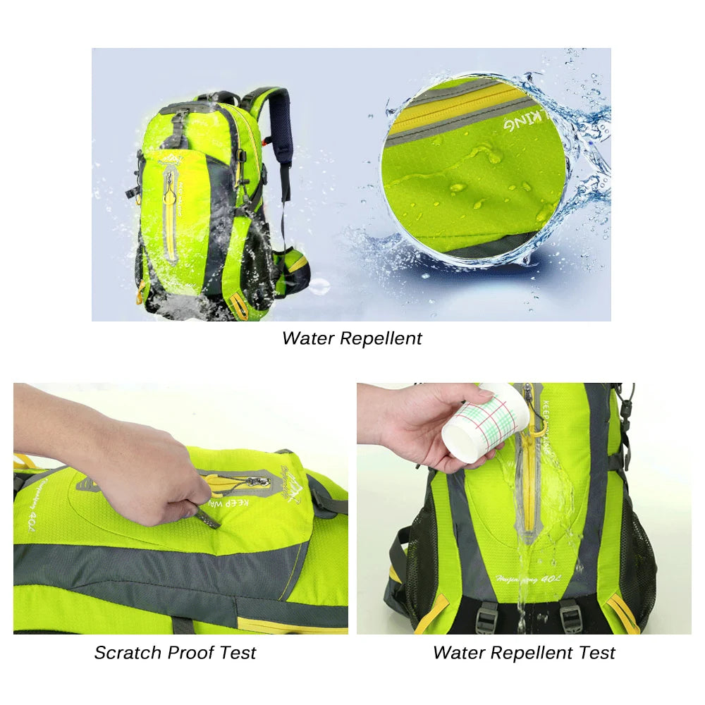 Sac à dos de voyage 40L imperméable pour trekking, randonnée et ordinateur portable