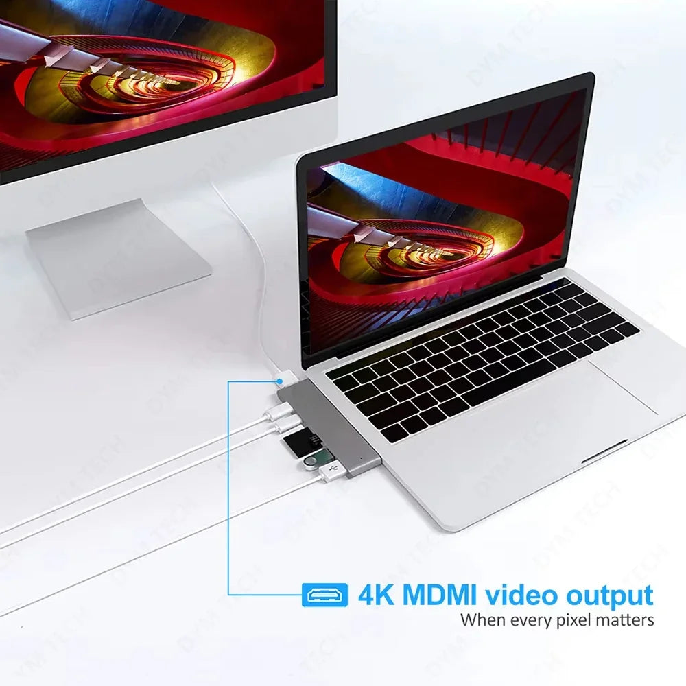 Hub USB‑C 3.1 con HDMI 4K, USB 3.0, lettore SD/TF e Power Delivery per MacBook