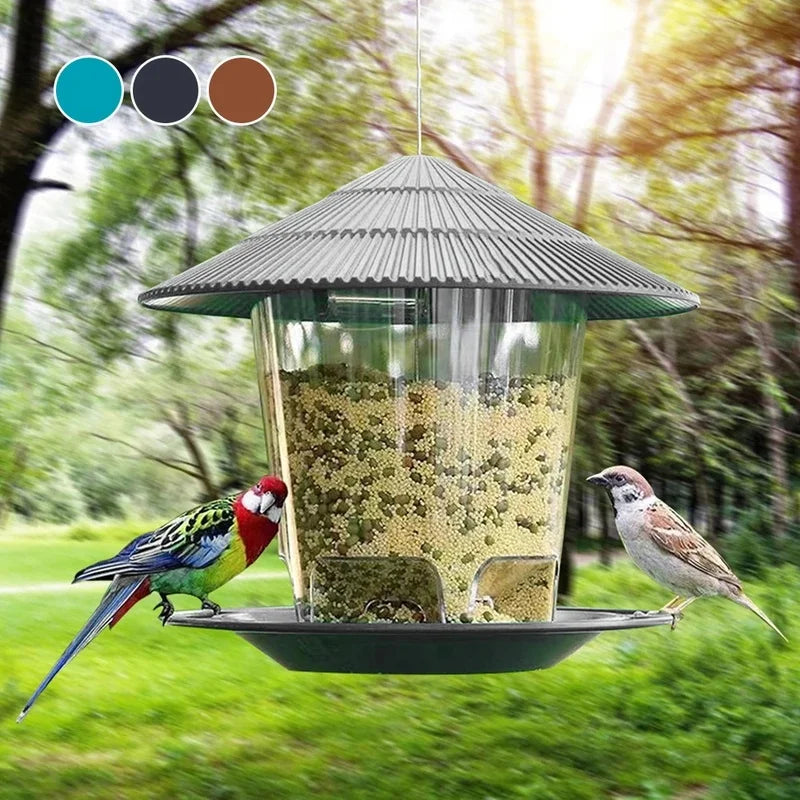 Mangime per uccelli da giardino con sospensione a forma di gazebo