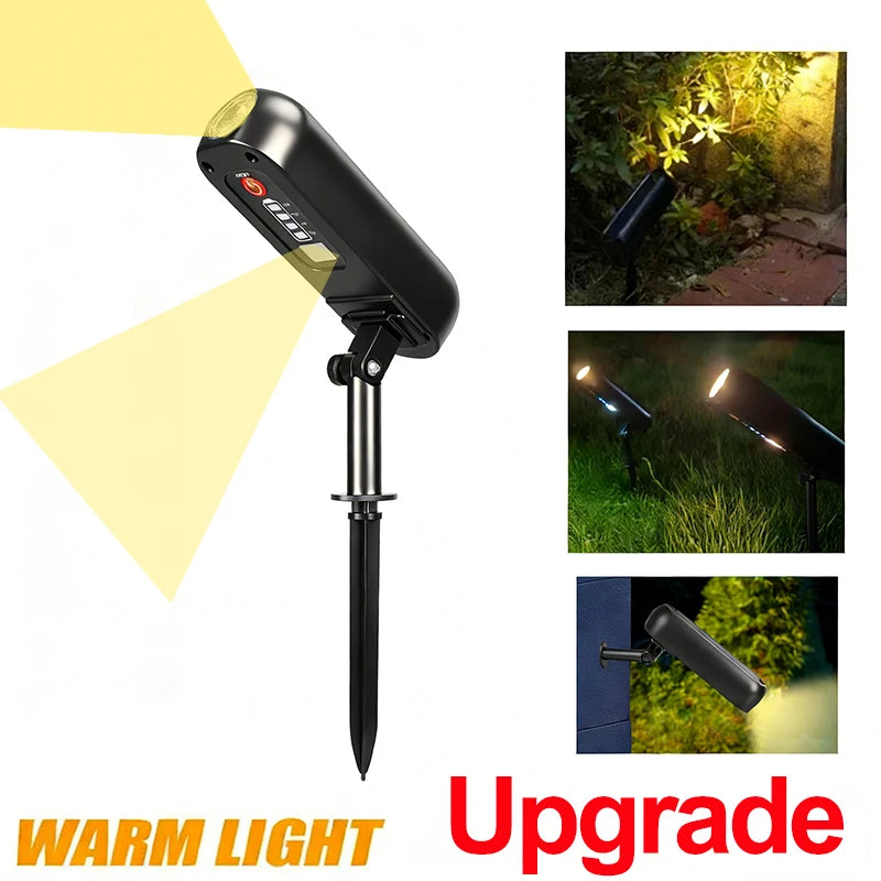 Spotlight solare 2‑in‑1 LED verde/calda IP65 per giardino e parete