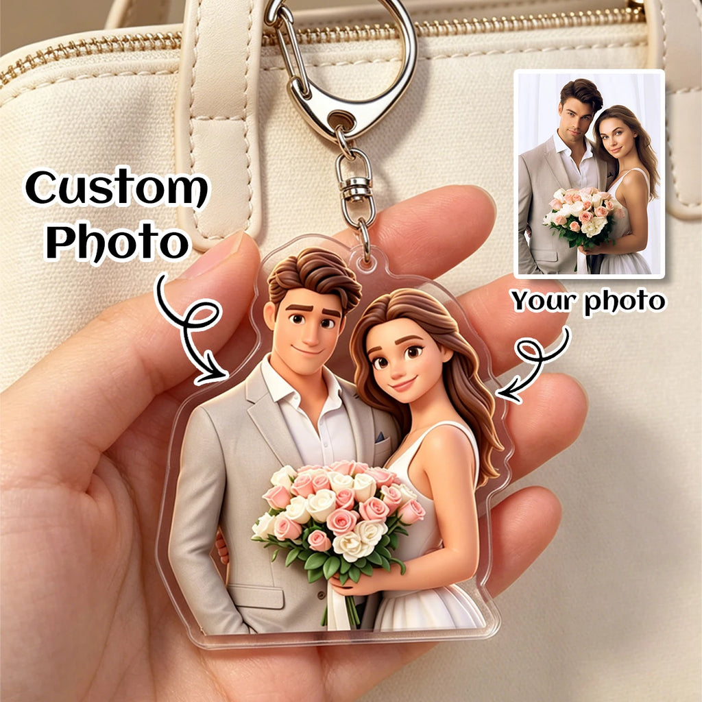 Personalized Acrylic Cartoon Keychain, Custom Photo Keychain, Women Backpack Key Chain, Customized Matching Keychains For Couple