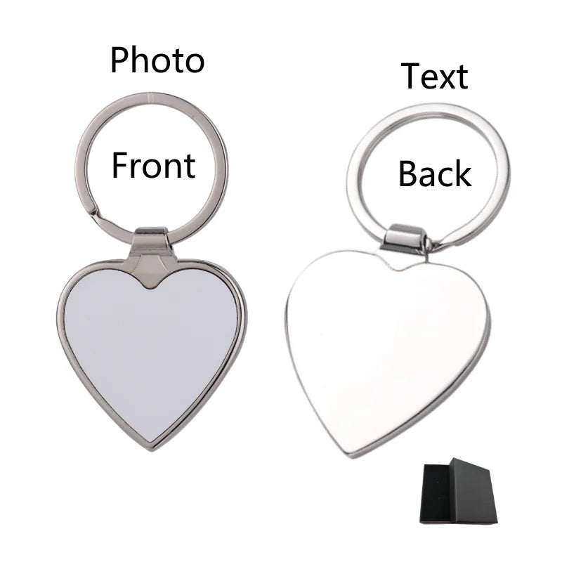 Customisable Heart-Shaped Keychain, Can Add Photo and Text - Personalised Gift for Him/Her