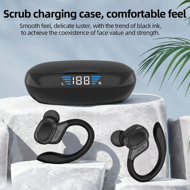 Auricolari sportivi wireless con gancio auricolare, Bluetooth 5.3, impermeabili