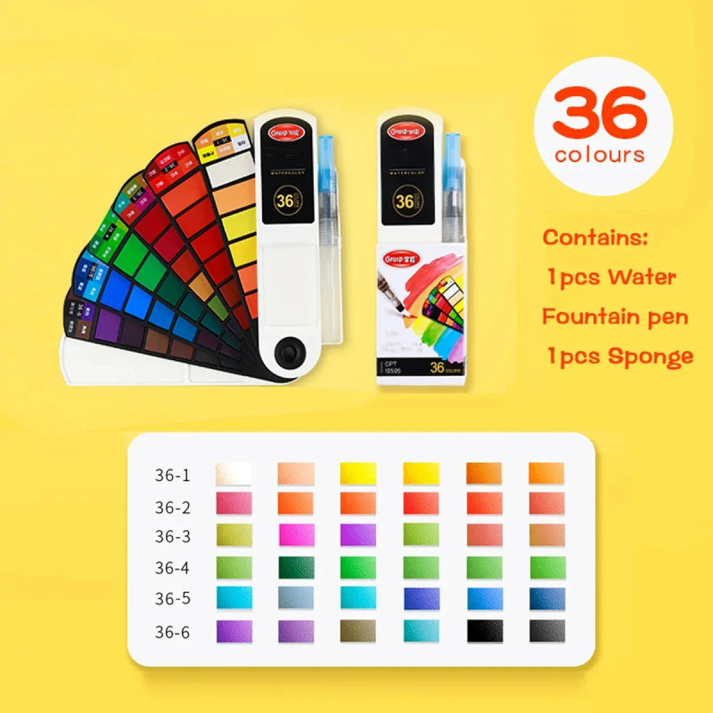 Set di acquerelli 12/24/36/48 colori con pennarelli ad acqua per artisti
