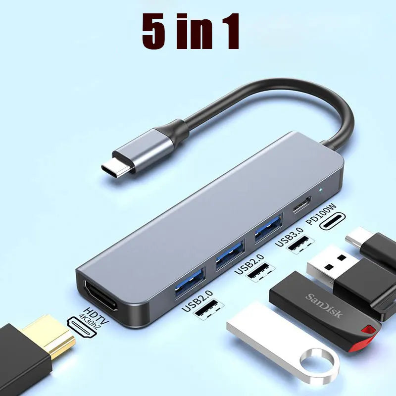 Hub USB‑C 5 porte con HDMI 4K e Power Delivery fino a 87 W