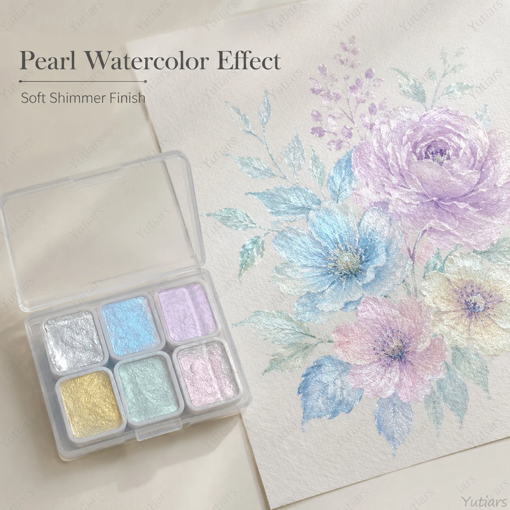 Set di 6 colori perla ad acquerello per pittura cinese e calligrafia