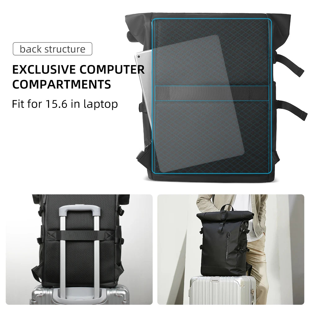 Sac à dos de voyage extensible pour homme 30-45 L imperméable avec port USB pour ordinateur portable 15,6"