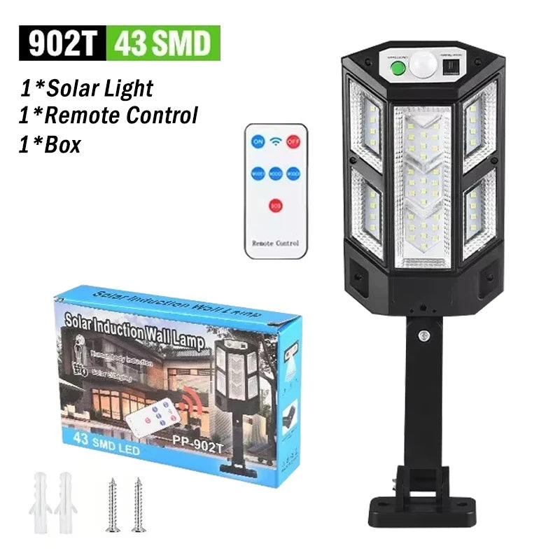 Lampada da Giardino Solare 30.000 lm con Sensore di Movimento, 3 Modalità, IP65