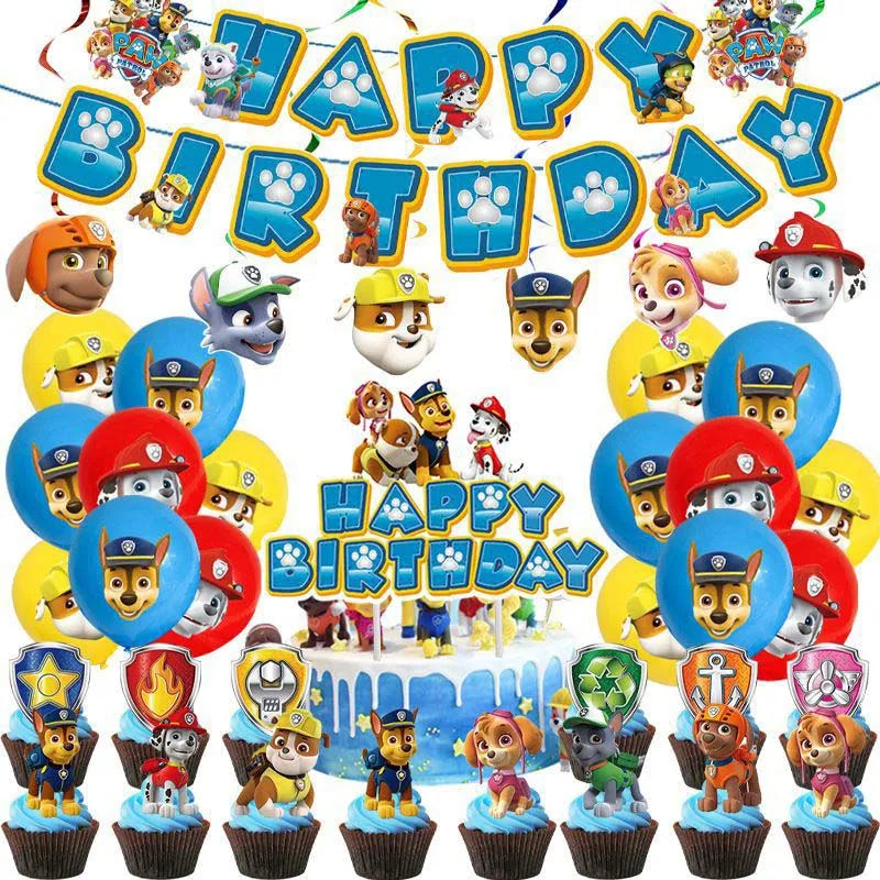 PAW Patrol Birthday Party Decoration New Version Balloon Set Disposable Tableware Kid Event Supplies Banner Backdrop Gift