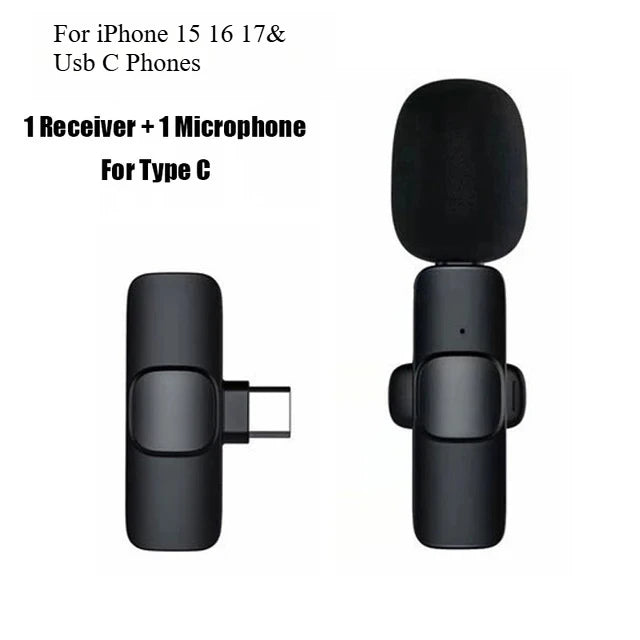Wireless Lavalier Microphone For iPhone 15/16/17 Series Android Devices Noise Cancelling Mini Lapel Microphone for Vlogging Mic