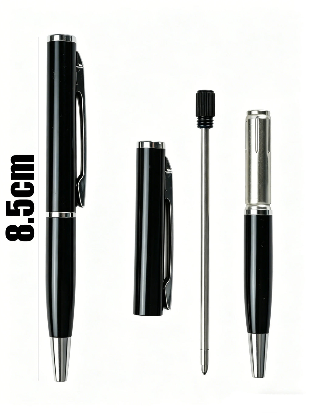 Penna a sfera retrattile compatta in metallo, mini portaoggetti, 0,7 mm, 10…