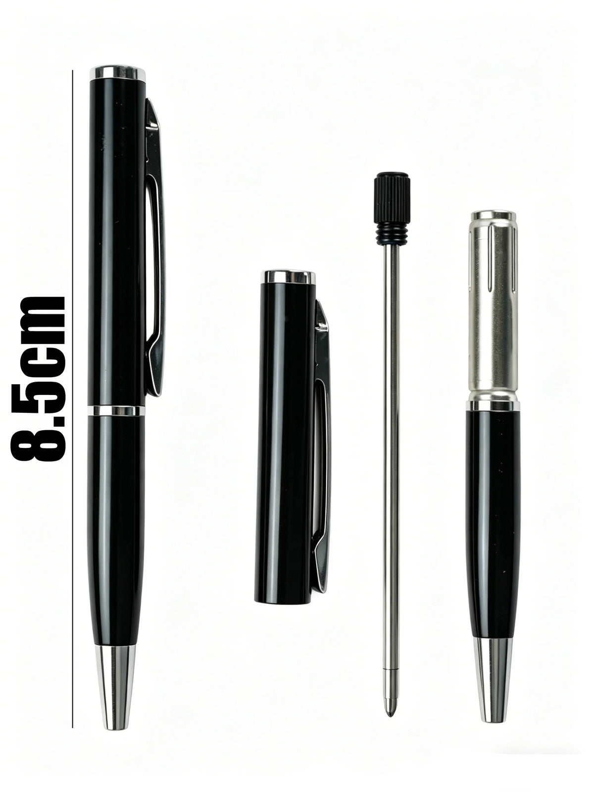 Penna a sfera retrattile compatta in metallo, mini portaoggetti, 0,7 mm, 10…