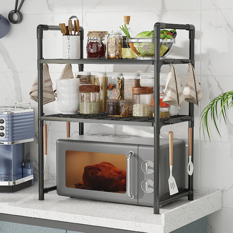 Scaffale regolabile per cucina con ganci ripiano rinforzato per microonde e…