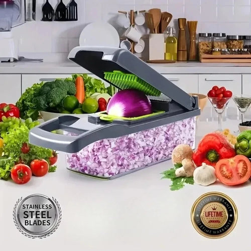 Affettatore e Tritacolture Multifunzionale 14/16 in 1 per Verdure e Frutta