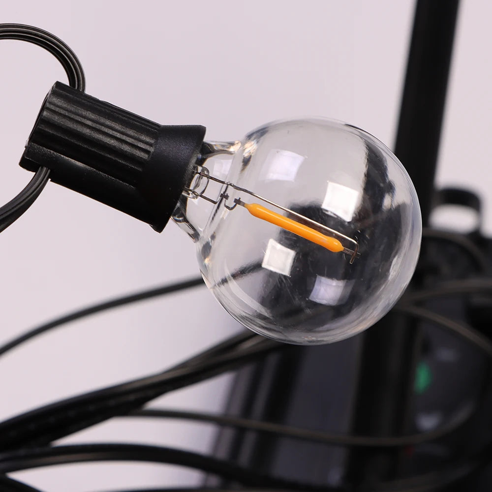 12M 30 LEDS  G40 Solar String Lights Outdoor Patio Lights Solar & USB Powered Waterproof Globe Hanging Lights with Shatterproof