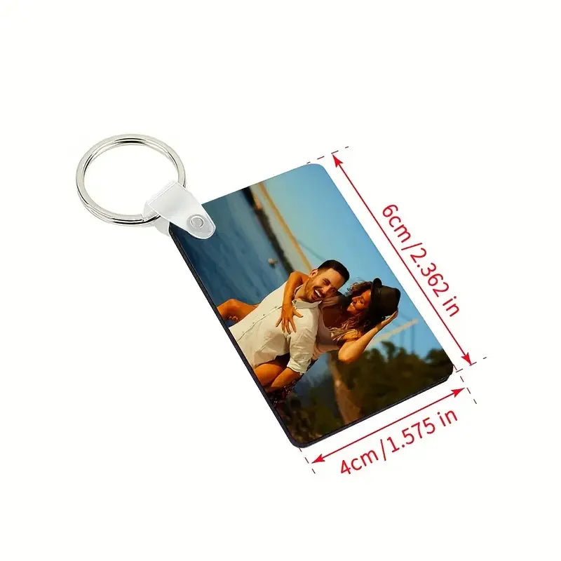 Personalised Valentine's Day Photo Keychain Anniversary Key Ring Double-Sided DIY Picture