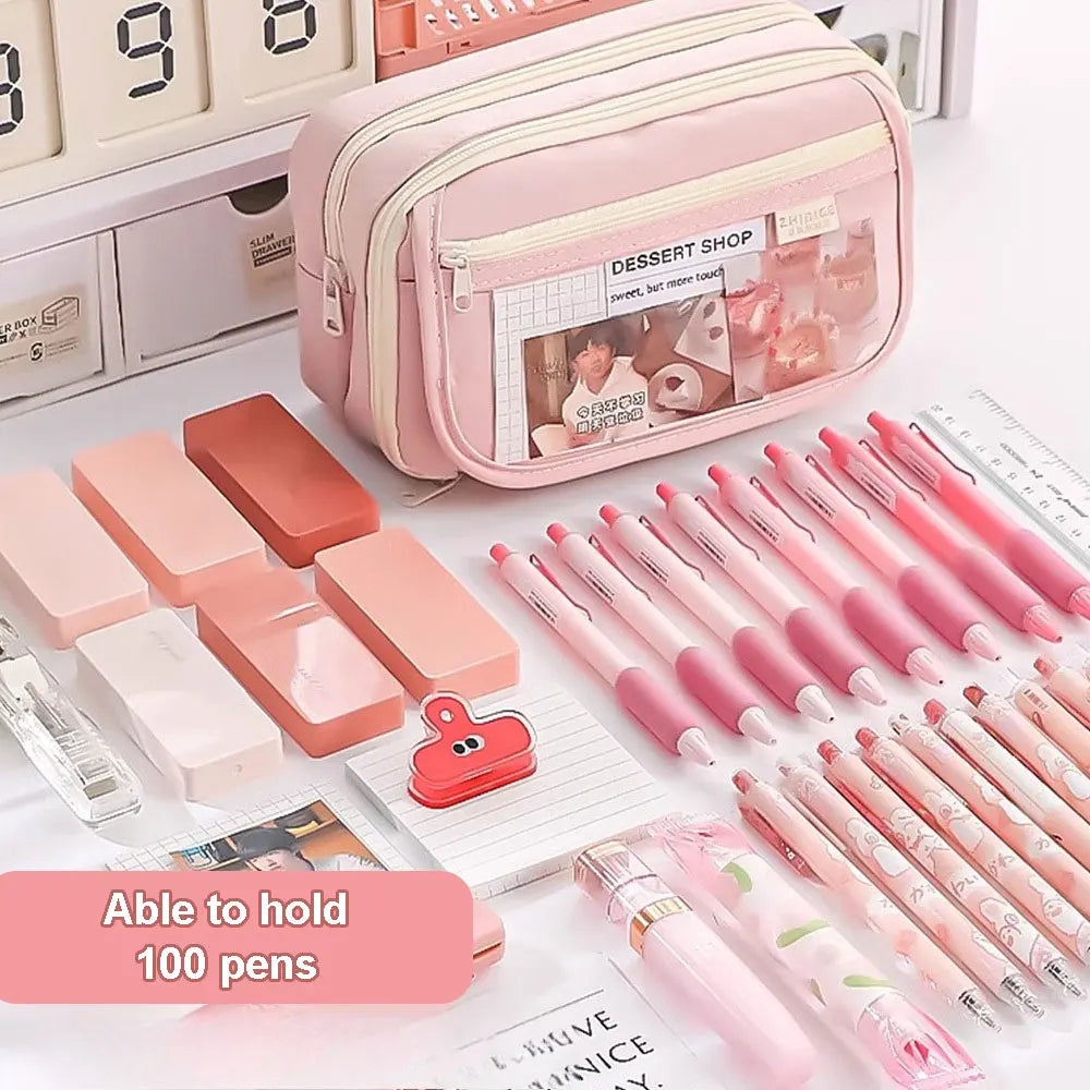 Trousse Kawaii multicouche en tissu Oxford - Organisateur scolaire avec…