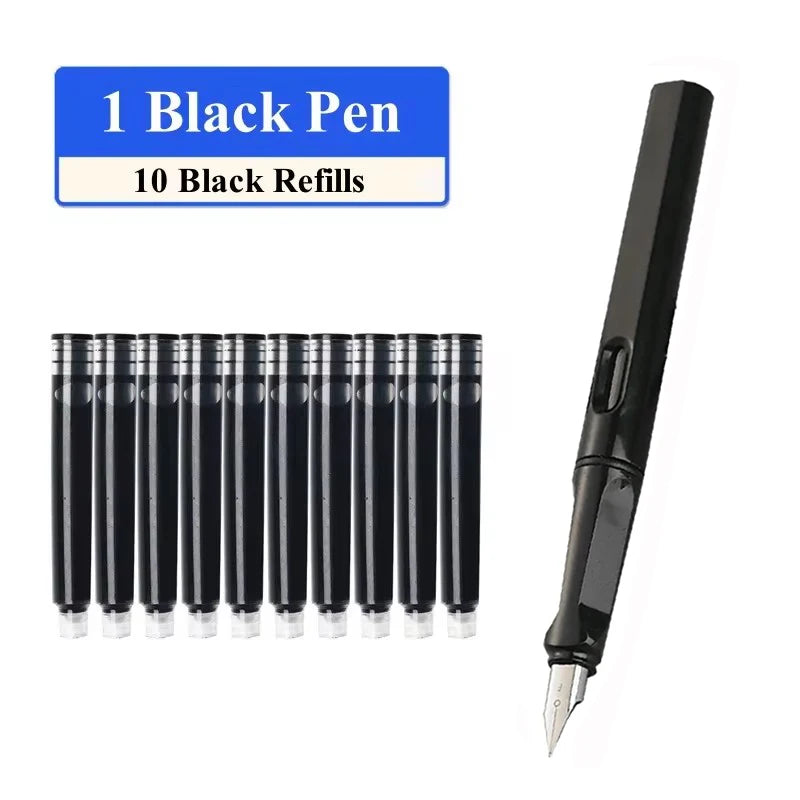 Set di penne stilografiche ricaricabili 0,38 mm per calligrafia e scrittura – 3…