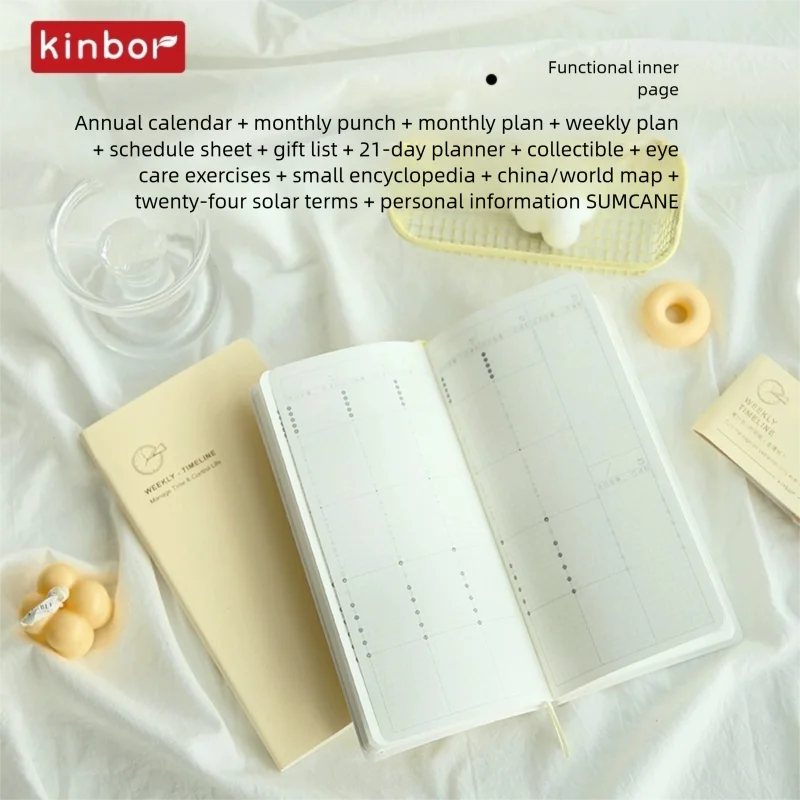 Kinbor Timeline Weekly Planner Pocket A6 Journal Notebook Daily Agenda Monthly Planning Habits Tracker Time Organizer Schedule