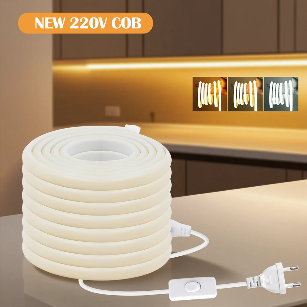 Striscia LED COB dimmerabile 220V, impermeabile, 288 LED/m, 3000‑6500K