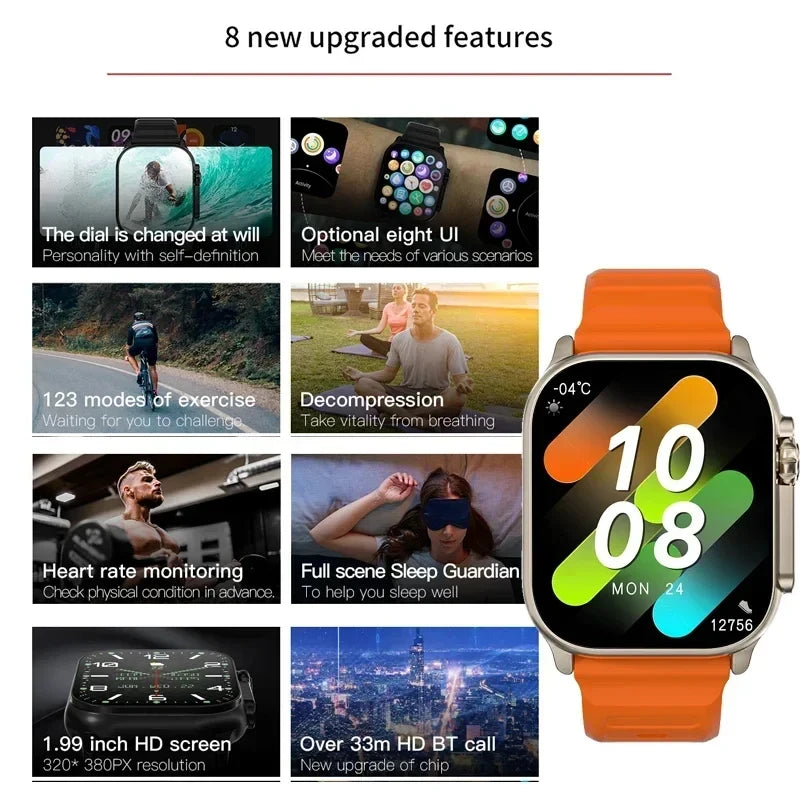 Smartwatch 2.01" HD con chiamata Bluetooth, fitness e sport per Android e iOS