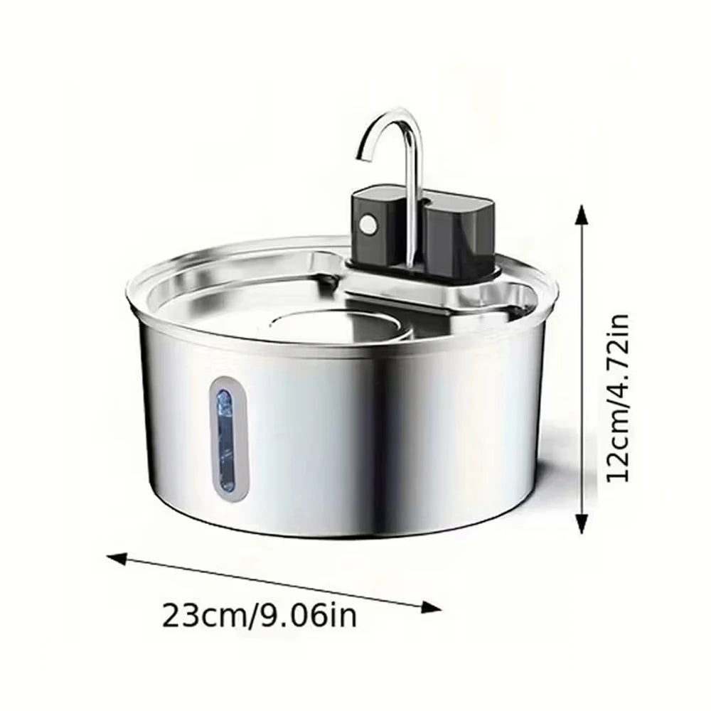 Fontanella per Gatti in Acciaio Inox 3,2 L con Batteria 4000 mAh e Filtrazione