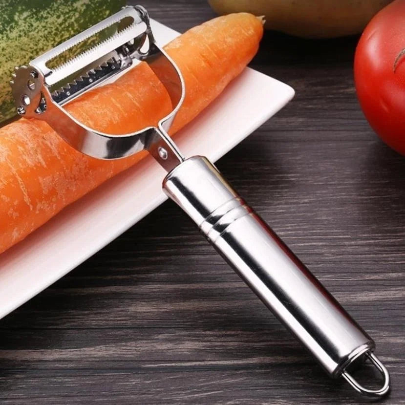 Grattugia e Pelapatate in Acciaio Inox 2 in 1 – Julienne per Verdure e Frutta