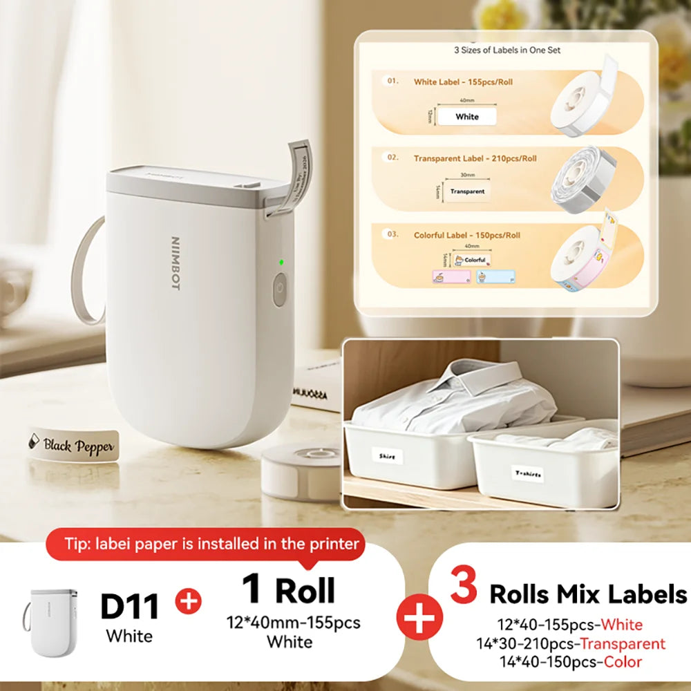 Stampante Etichette Termica Portatile Bluetooth 300DPI D11