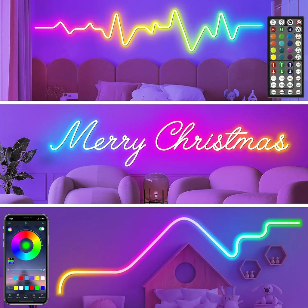Striscia LED Neon RGB flessibile 24V con telecomando e app – IP65 waterproof