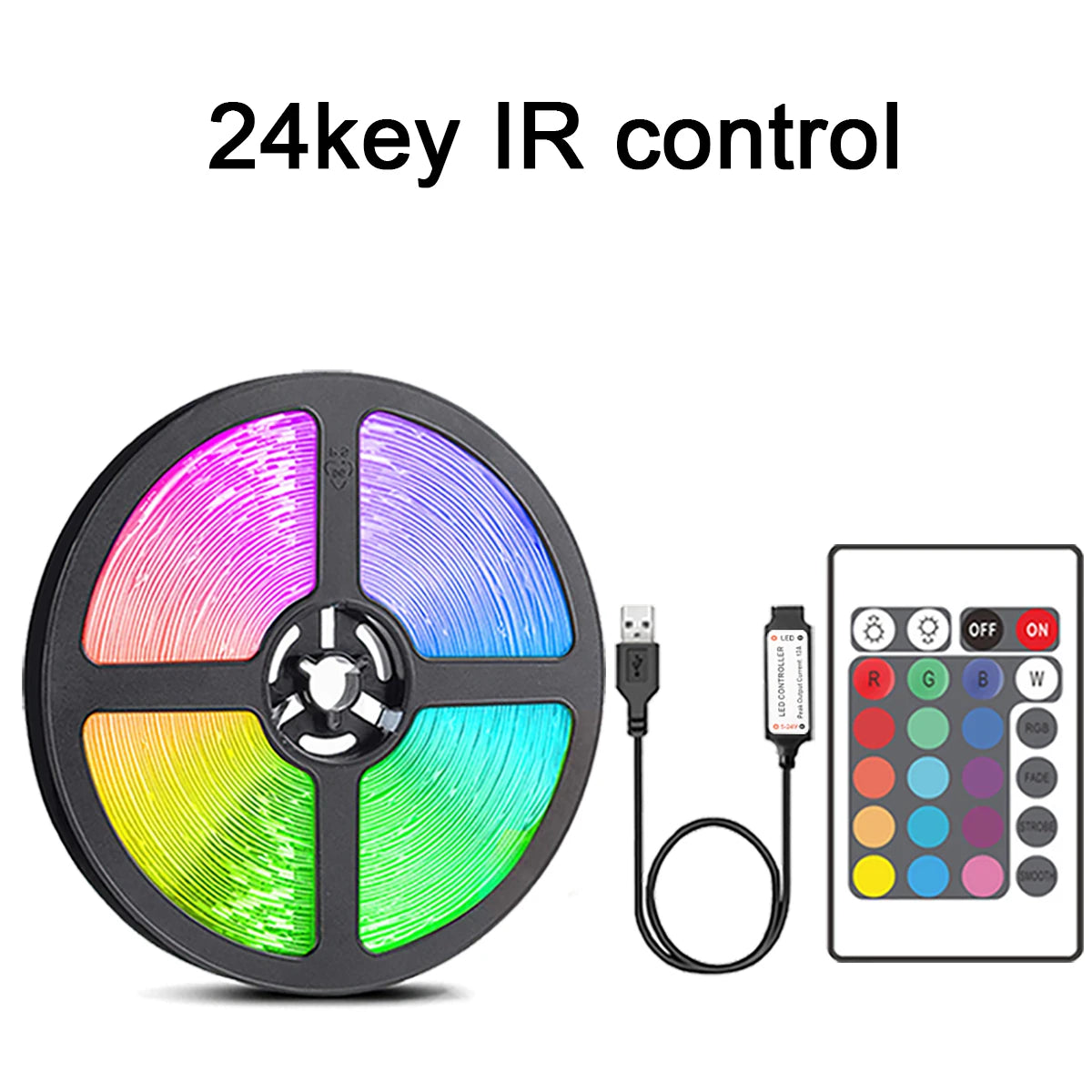 Striscia LED RGB 5V con telecomando, 1‑20 m, luce d'ambiente per casa e festa