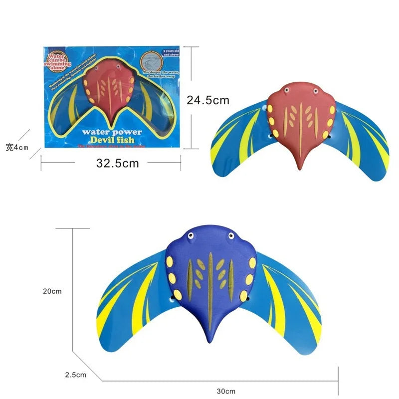 Hydrodynamic Manta Rays Water Splashing Toy Press Forward Beach Pool Swimming Fish Model