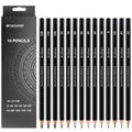 drawing set with sketch pencils, graphite, charcoal, blending tools (14-64 pcs)