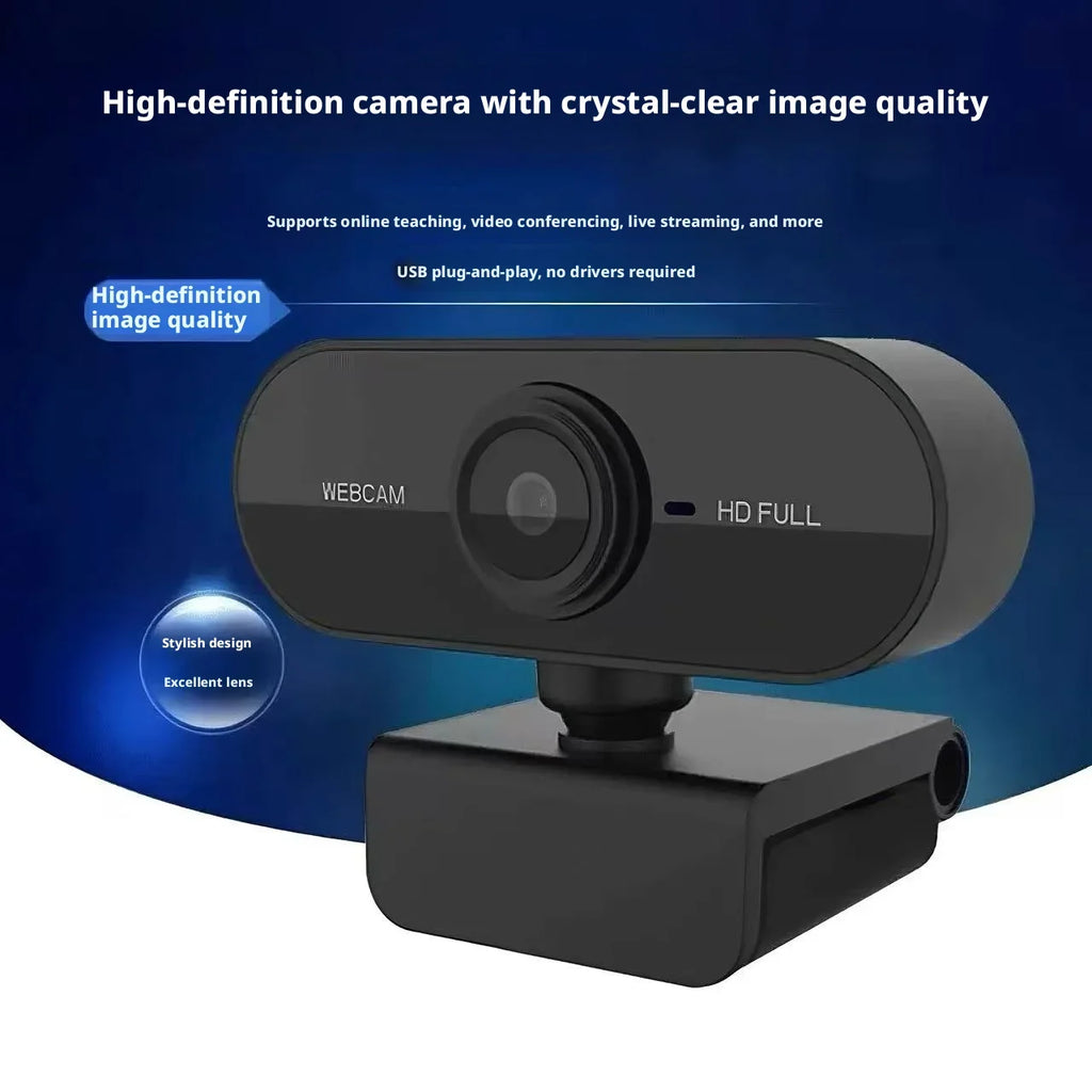 Webcam Full HD 1080p USB Plug-and-Play con microfono integrato e clip rotante