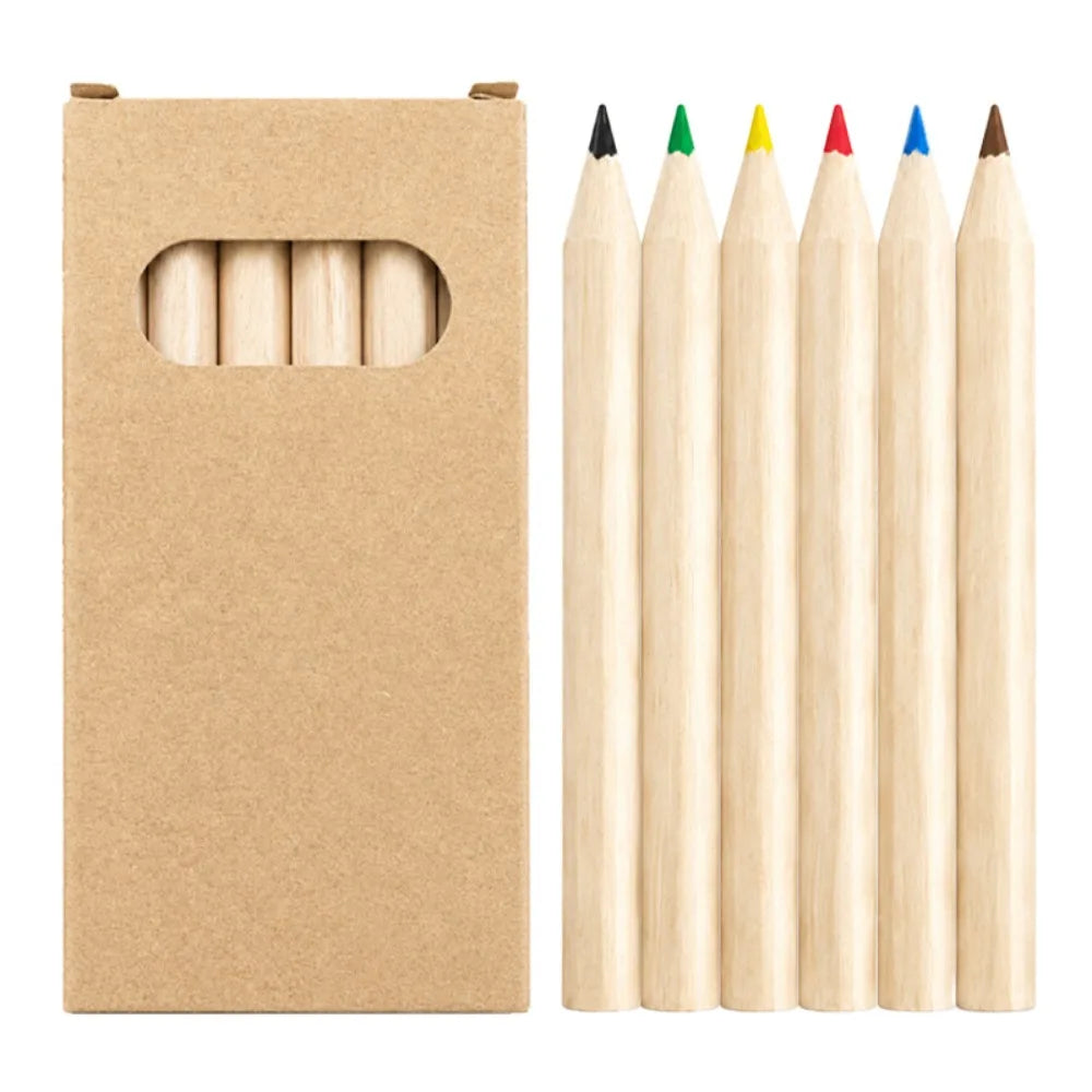 Set di 6 matite colorate mini Kawaii in legno – regalo ideale per scuola