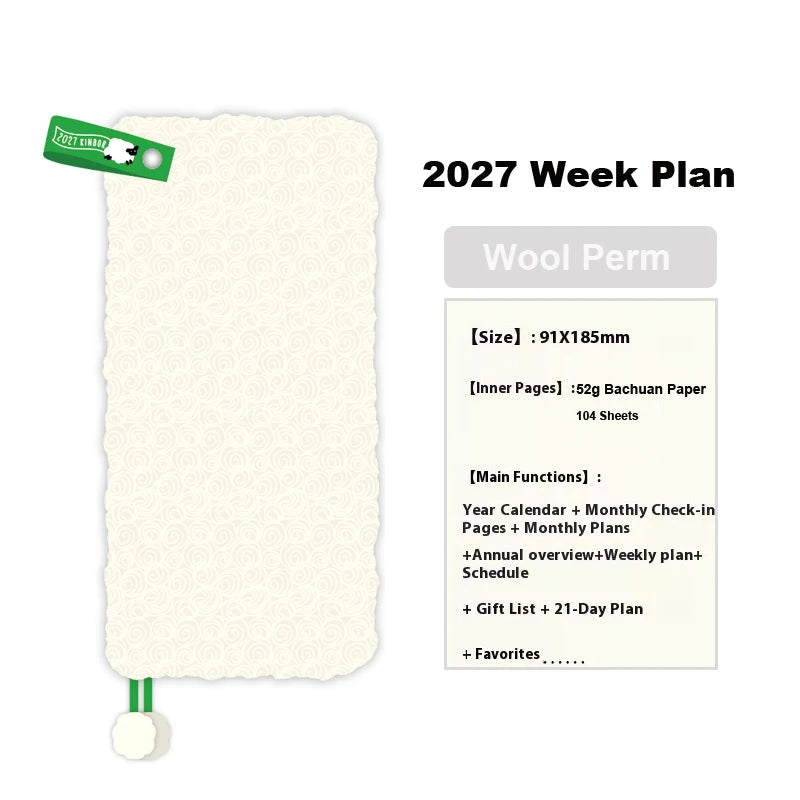 Kinbor 2027 Weekly Planner Pocket Size Notebook Week Plan Notepad Schedule Planning Book Punch Efficiency Manual Daily Writing