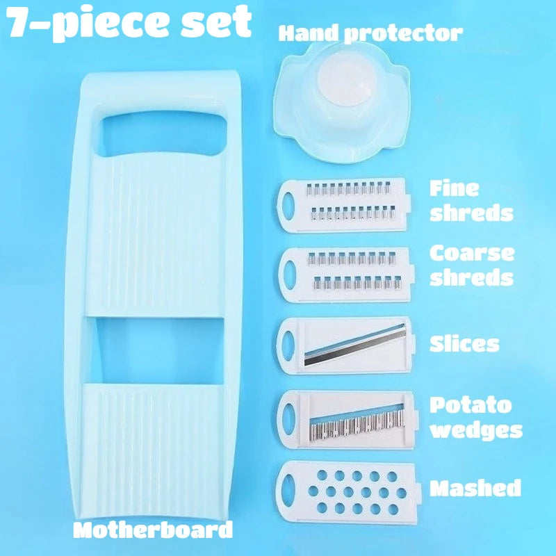Affettatrice 5-in-1 Manuale per Verdure e Frutta – Taglio Sicuro e Compatto