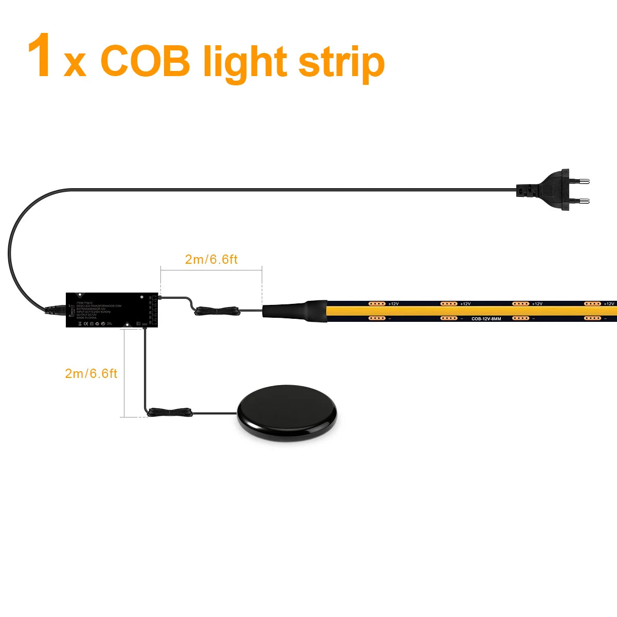 Striscia LED dimmerabile touch nera PCB COB per pannelli in legno e vetro