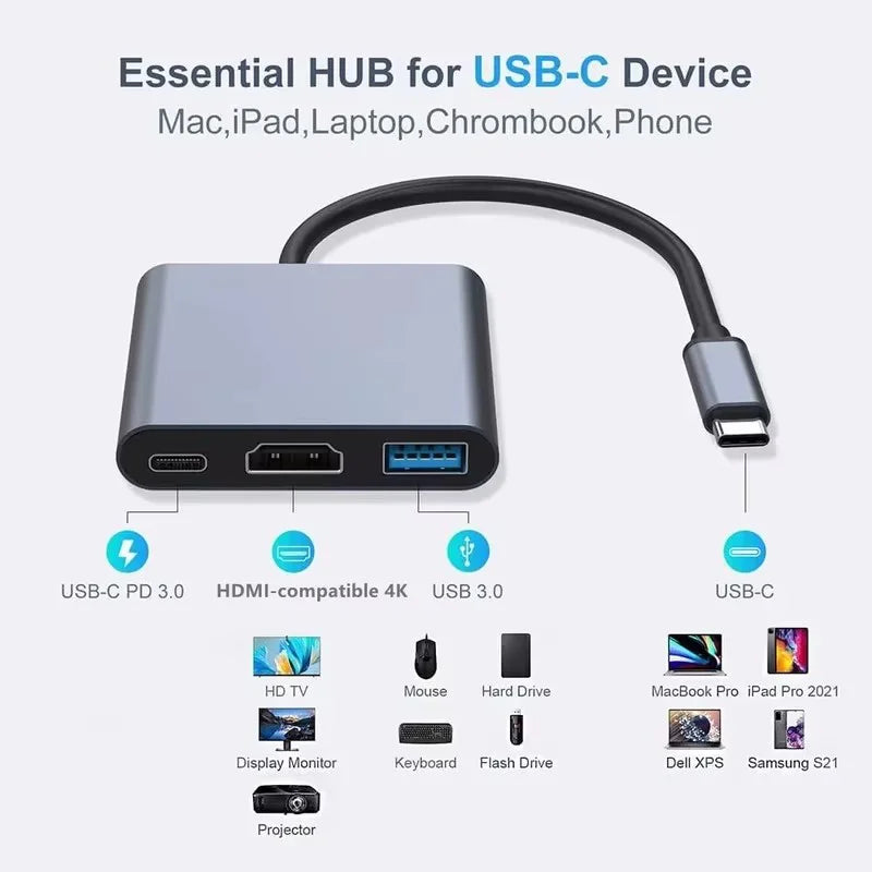 USB C HUB Type C Splitter Thunderbolt 3 Docking Station Laptop Adapter With For Macbook Air M1 iPad Pro