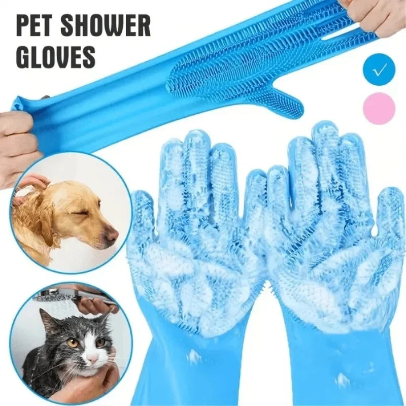 Guanti in silicone per toelettatura cani e gatti – pulizia e rimozione peli
