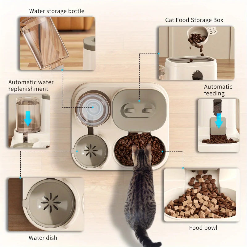 Ciotola Automatica per Gatti e Cani con Distributore d'Acqua e Anti-sversamento