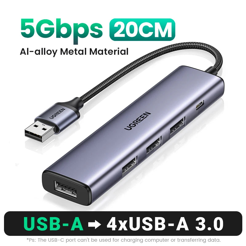 Hub USB‑C 4 porte USB 3.0 – Espansione veloce per MacBook, iPad e Android