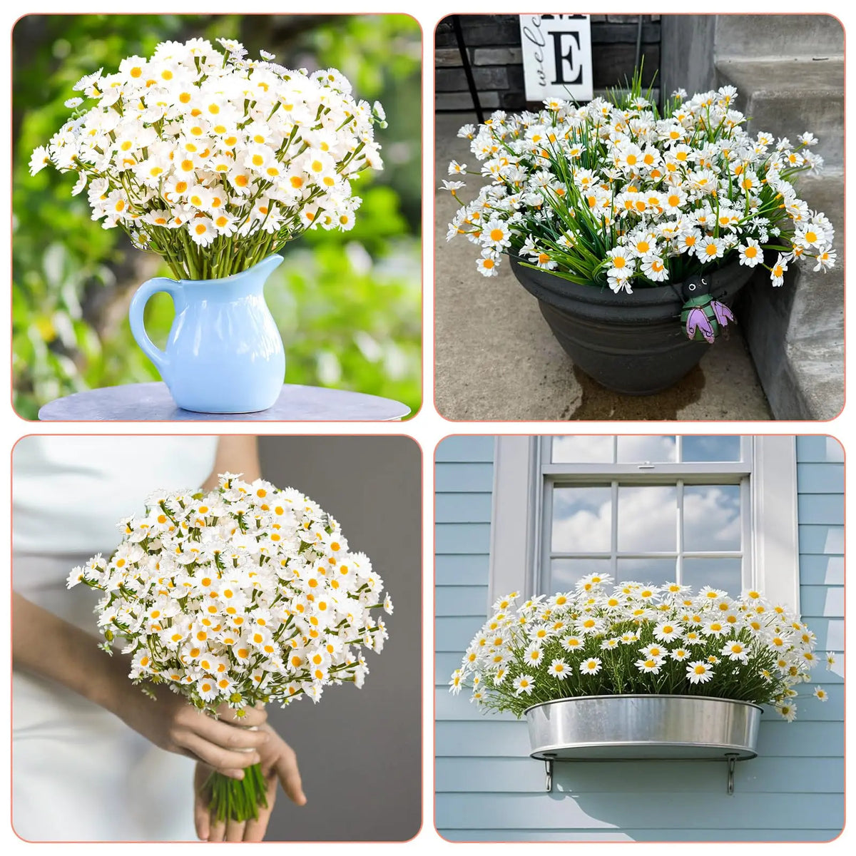 12-48PCS Artificial Daisy Flowers Small Daisy Fake Flower Bouquet for Valentines Wedding Party Table Decoration DIY Home Decor