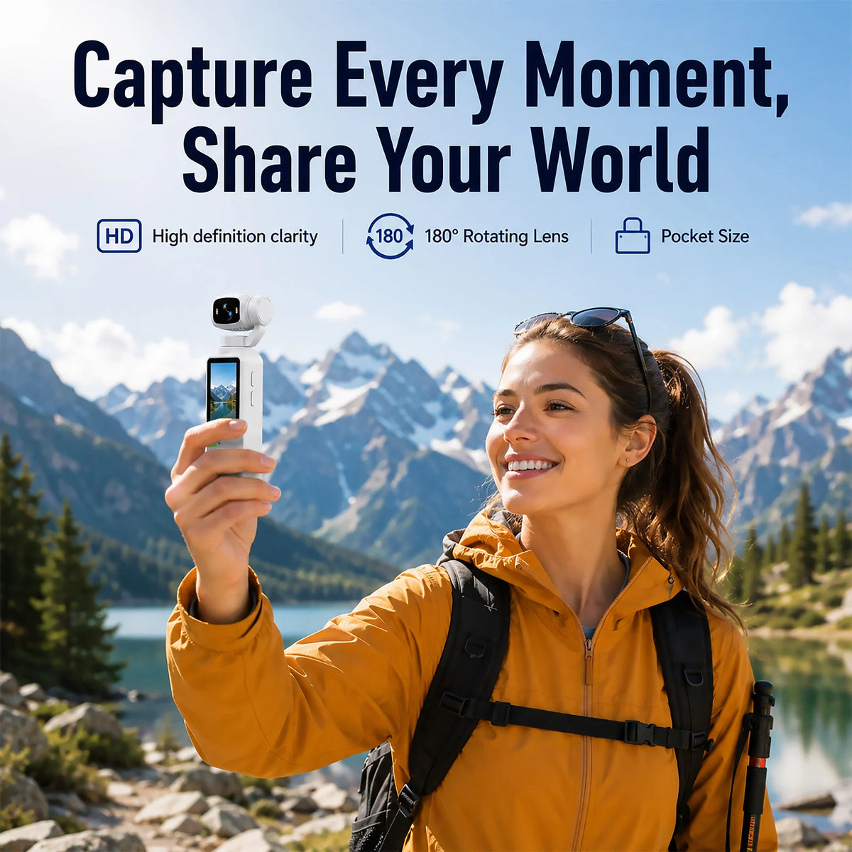 Action Camera 4K Rotante 180° con Schermo 1.97" e Batteria 1800mAh