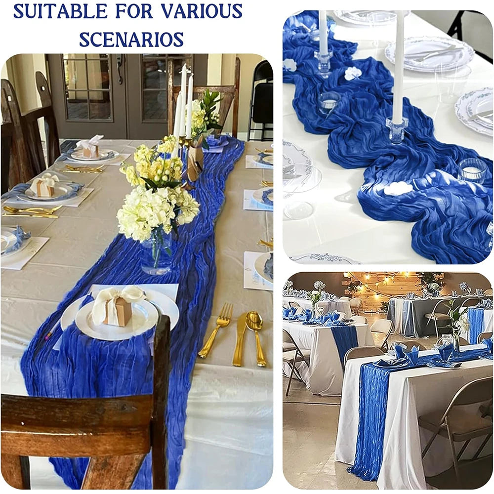 Royal Blue Cheesecloth Table Runner Boho Gauze Rustic Sheer Cheese Cloth Table Runner Wedding Party Birthday Baby Shower Decor