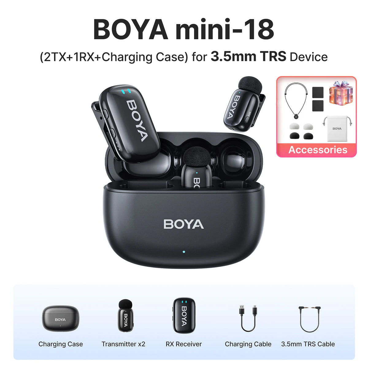 Microfono Lavalier Wireless 2.4 GHz per iPhone, iPad e Android Type‑C