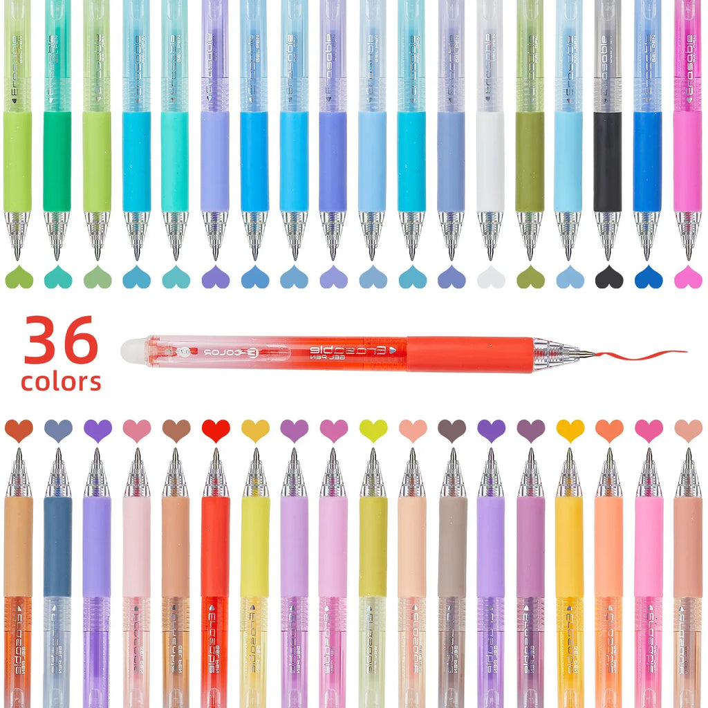 Set di penne gel retrattili 0.7 mm, 12/24/36 colori, cancellabili – per…