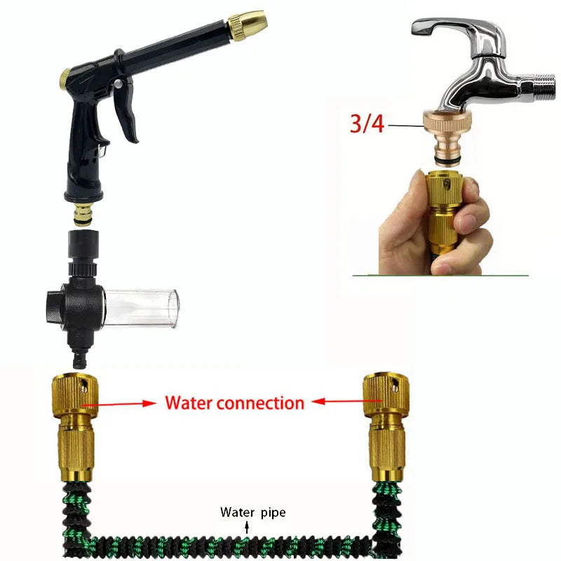 Tubo da giardino espandibile 25/150 ft con connettore metallico, alta pressione…