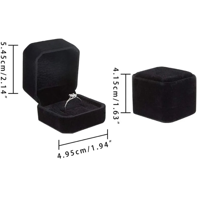 Lot de 10 boîtes en velours noir 2x2x1,6 cm pour bijoux