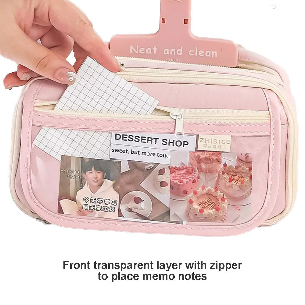 Trousse Kawaii multicouche en tissu Oxford - Organisateur scolaire avec…